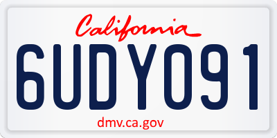 CA license plate 6UDY091