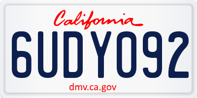 CA license plate 6UDY092