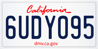 CA license plate 6UDY095