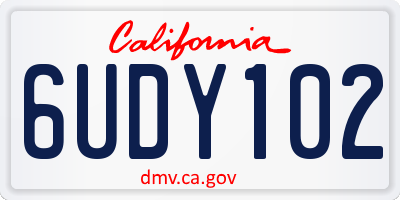 CA license plate 6UDY102