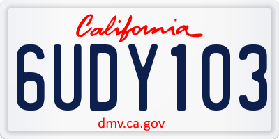 CA license plate 6UDY103