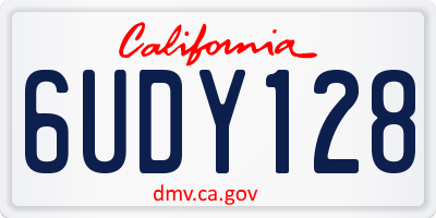CA license plate 6UDY128