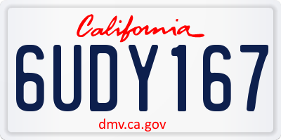CA license plate 6UDY167