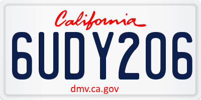 CA license plate 6UDY206