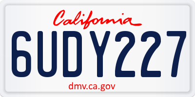 CA license plate 6UDY227