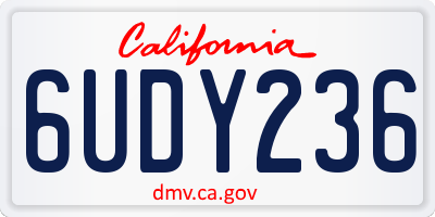 CA license plate 6UDY236