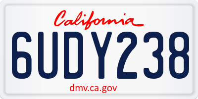 CA license plate 6UDY238