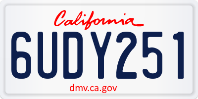 CA license plate 6UDY251