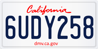CA license plate 6UDY258
