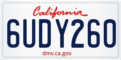 CA license plate 6UDY260