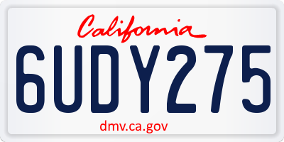 CA license plate 6UDY275