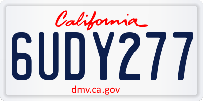 CA license plate 6UDY277