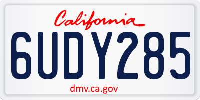 CA license plate 6UDY285