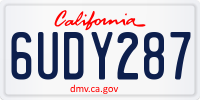 CA license plate 6UDY287