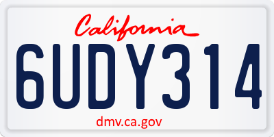 CA license plate 6UDY314
