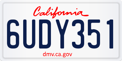 CA license plate 6UDY351
