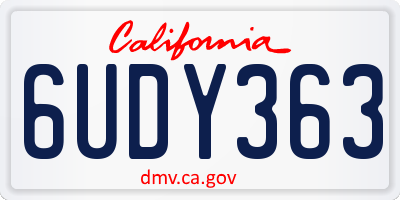 CA license plate 6UDY363