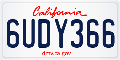 CA license plate 6UDY366