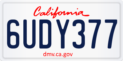 CA license plate 6UDY377