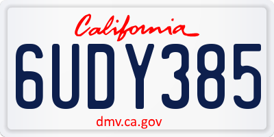 CA license plate 6UDY385