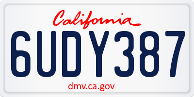 CA license plate 6UDY387