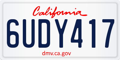 CA license plate 6UDY417