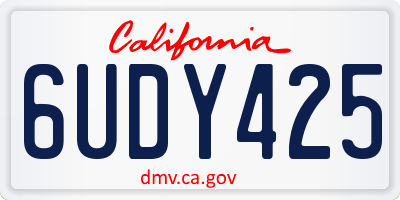 CA license plate 6UDY425