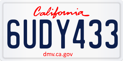 CA license plate 6UDY433