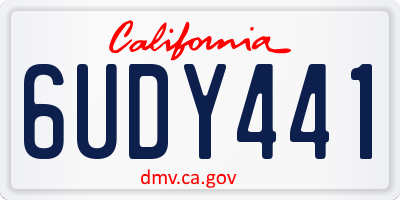 CA license plate 6UDY441