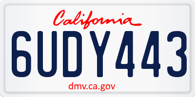 CA license plate 6UDY443