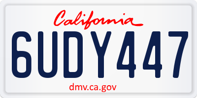 CA license plate 6UDY447