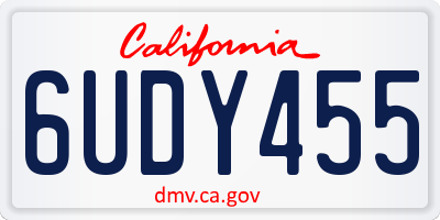 CA license plate 6UDY455