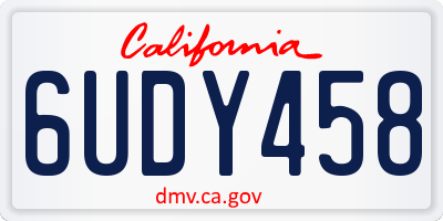 CA license plate 6UDY458