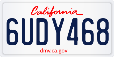 CA license plate 6UDY468