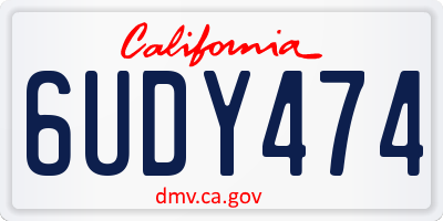 CA license plate 6UDY474