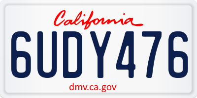 CA license plate 6UDY476