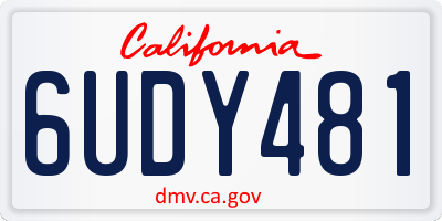 CA license plate 6UDY481
