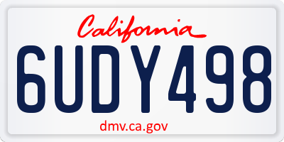 CA license plate 6UDY498