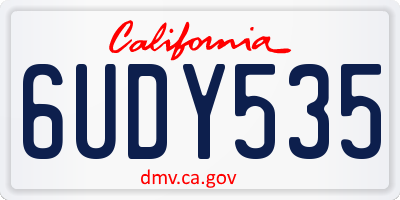 CA license plate 6UDY535