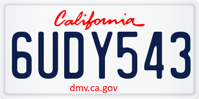 CA license plate 6UDY543