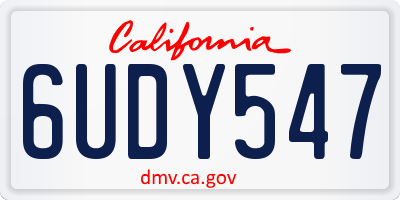 CA license plate 6UDY547