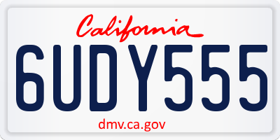 CA license plate 6UDY555
