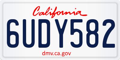 CA license plate 6UDY582