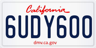 CA license plate 6UDY600