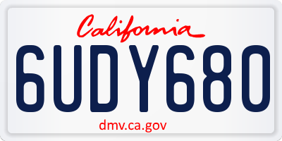 CA license plate 6UDY680