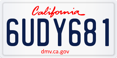 CA license plate 6UDY681