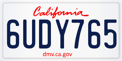 CA license plate 6UDY765