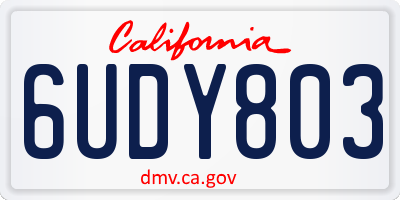 CA license plate 6UDY803