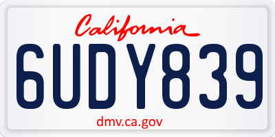 CA license plate 6UDY839