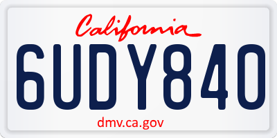 CA license plate 6UDY840